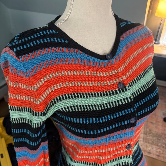 Manoush striped cardigan sweater size S small cotton multicolored button - Picture 3 of 9